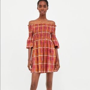 Zara Smocked Check Dress